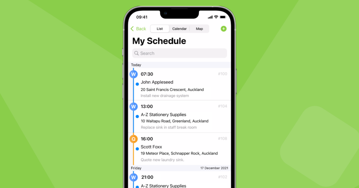 ServiceM8 - My Schedule - landscape